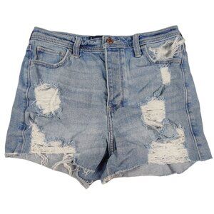 Hollister Womens Shorts Ultra Hi Rise Distressed Stretch Light Wash Denim Sz 5